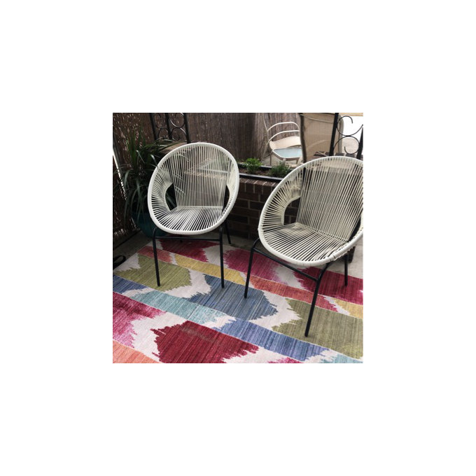 Wade Logan Wicker Outdoor Faux Rattan Acapulco Weave Lounge Chairs