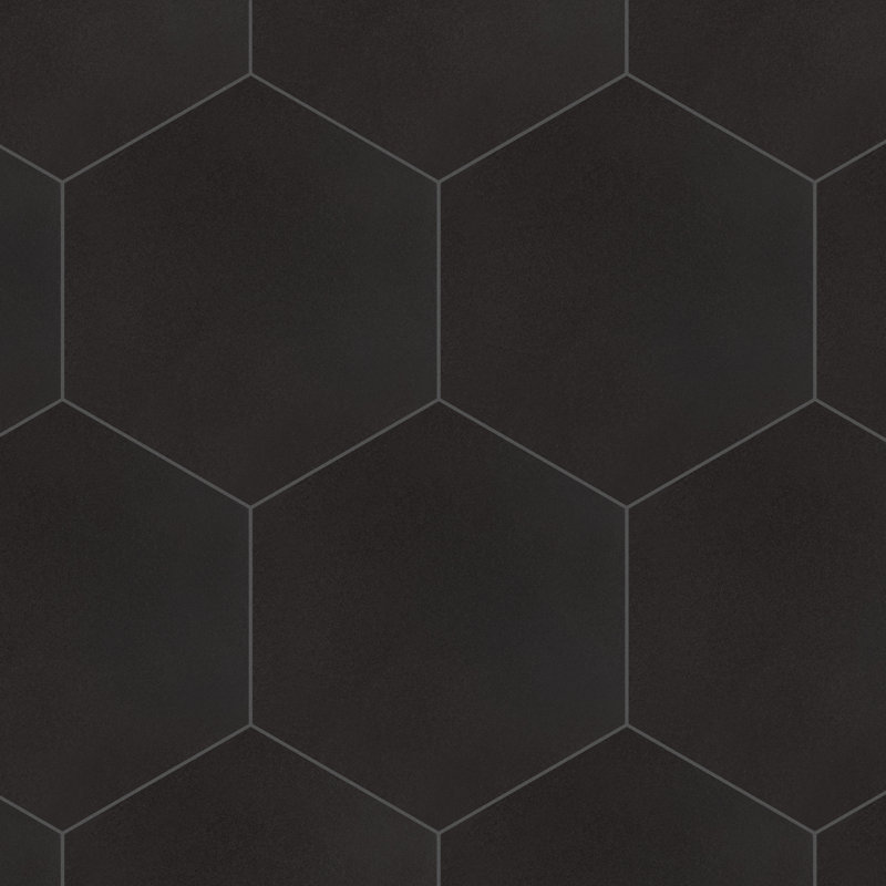 Carreau de porcelaine 9 po x 10 po Textile Hex, Noir