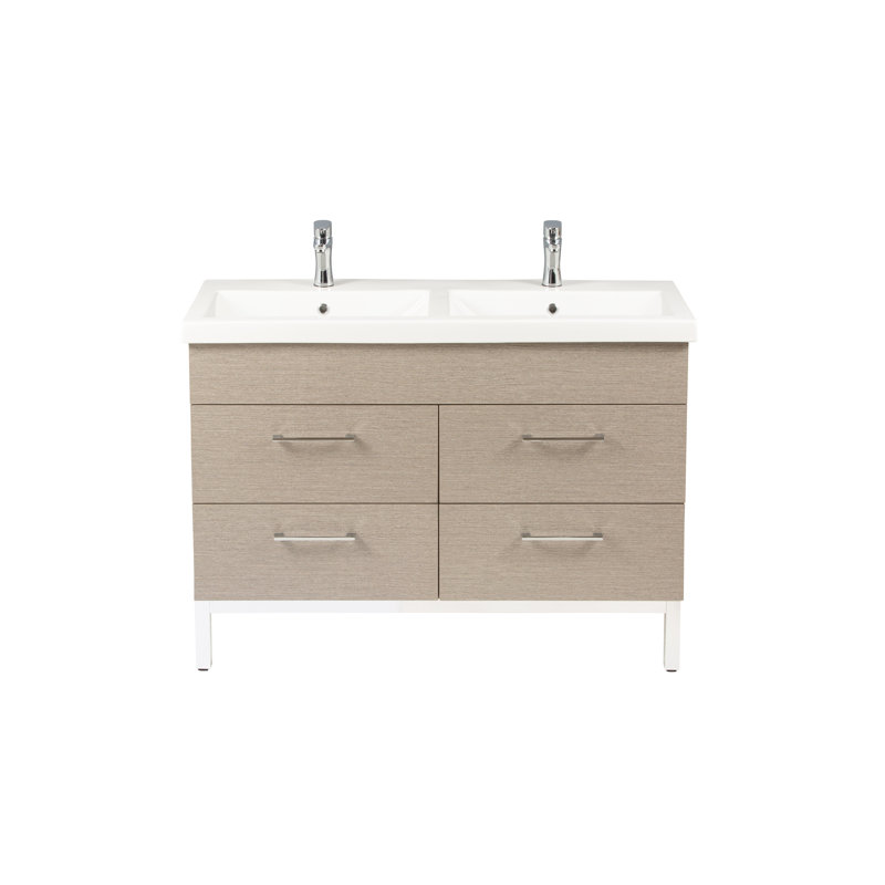 Meuble-lavabo double 47 po Hadreas, Gris poudré