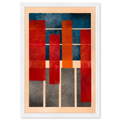 Geometric Red and Blue Print by Oliver Gal