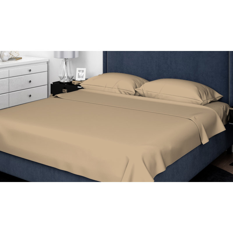 Ensemble de draps en satin de coton de qualité égyptienne 300 fils Abhinav, Très grand, Beige