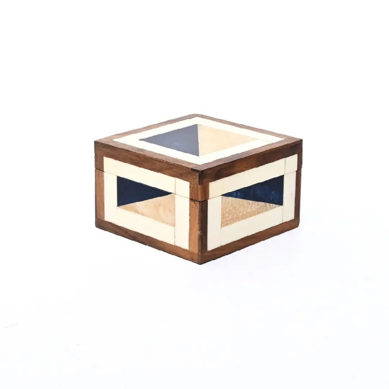 Decorative Keepsake Box, Compact Handmade Square Organizer For Dresser Desk Shelf