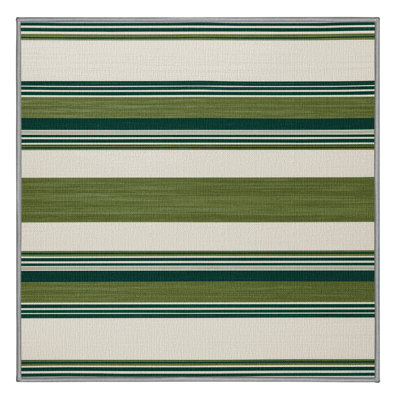 Washable Moss White Striped Area Rug
