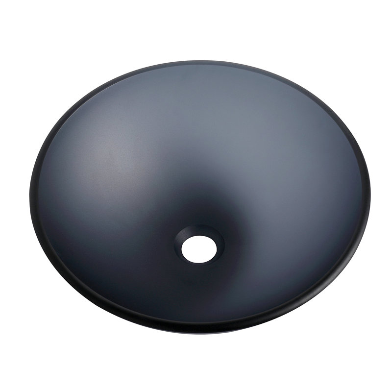Lavabo vasque de salle de bain mat en verre trempé, lavabo rond pour salle de bain (verre trempé gris mat)