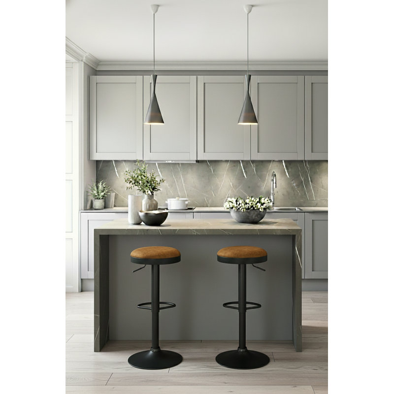 Chonie Swivel Yes Bar Stool with Steel Frame, Orange
