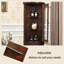 Armoire de coin 24,41 po en bois massif de style américain avec panneau de présentation en verre et unité de rangement pour le vin