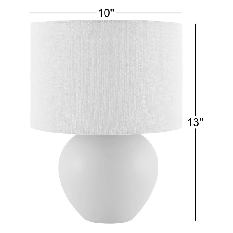 Lampe de table en céramique avec abat-jour tambour en lin , Corail
