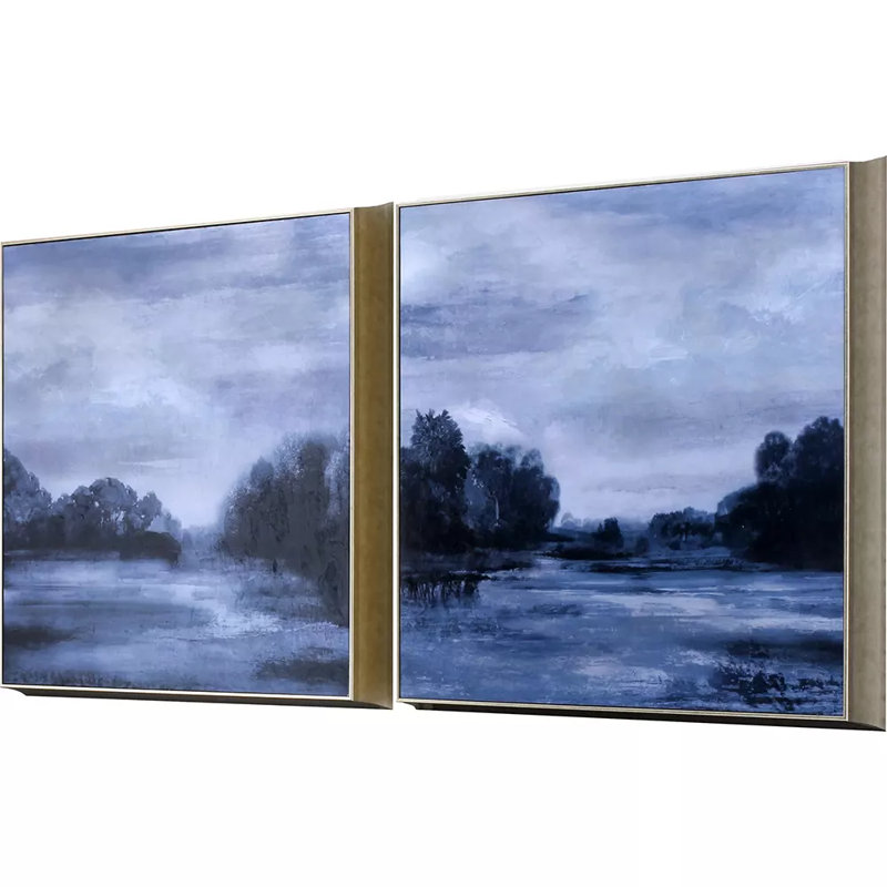 «Morning Calm» par Galloway - Ensemble de 2 peintures à cadre simple