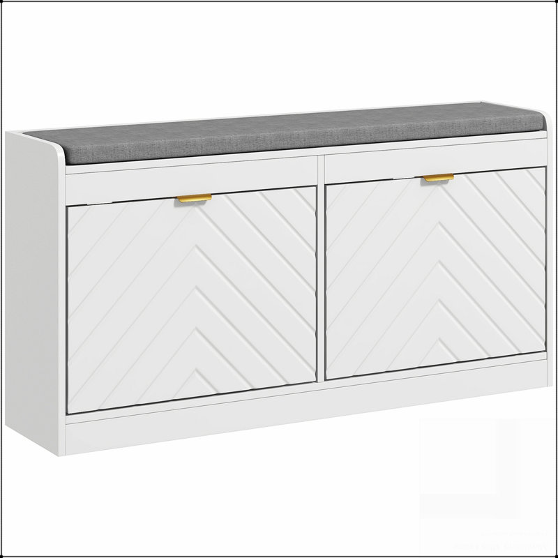 Banc à chaussures, banc d'entrée avec 2 tiroirs rabattables, coussin de siège et 2 évents pour 8 paires de chaussures pour le couloir HOMcom