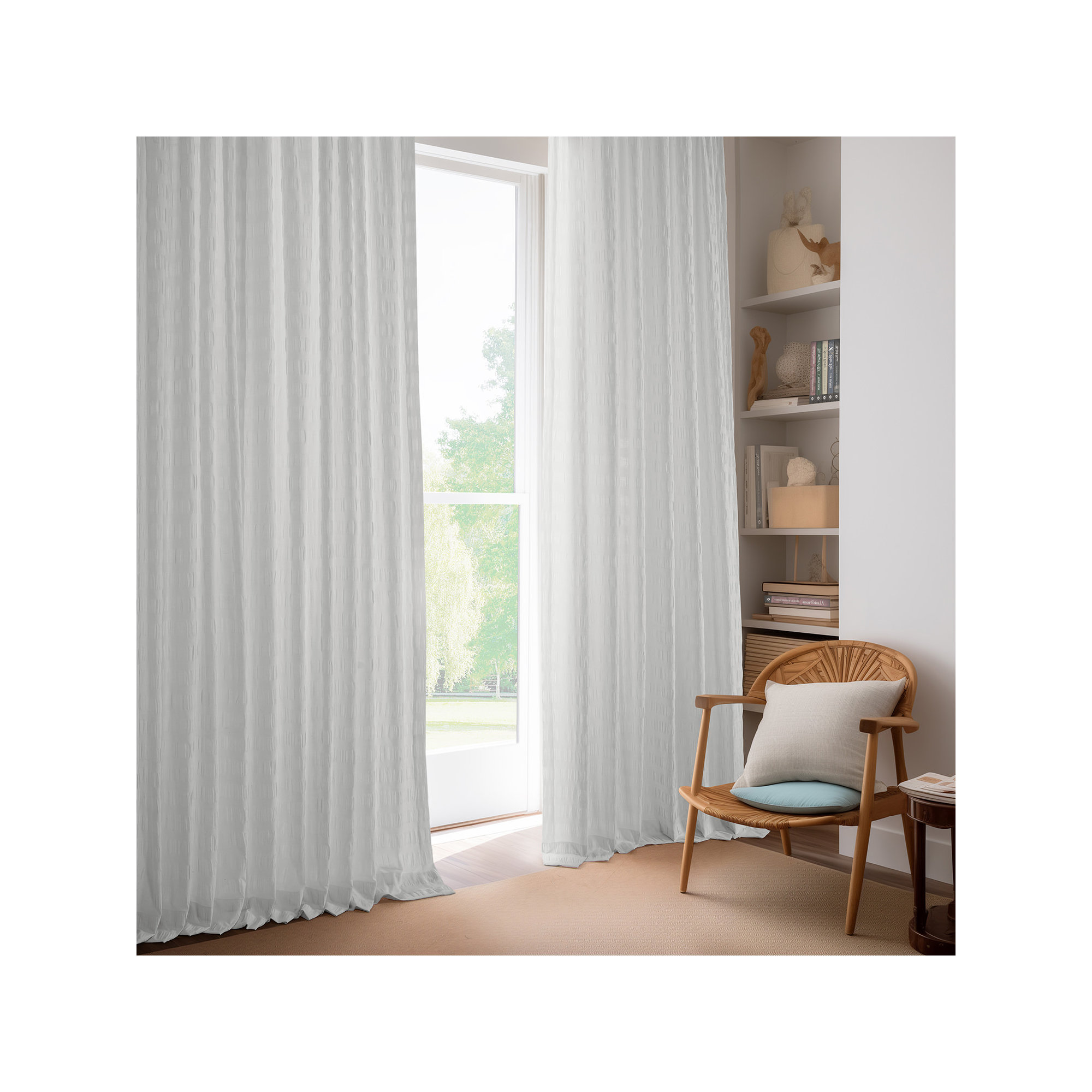 Serinity Cotton Rod Pocket Sheer Curtains For Bedroom & Living Room Curtains Pair (2 Panels), 51" W x 84" L
