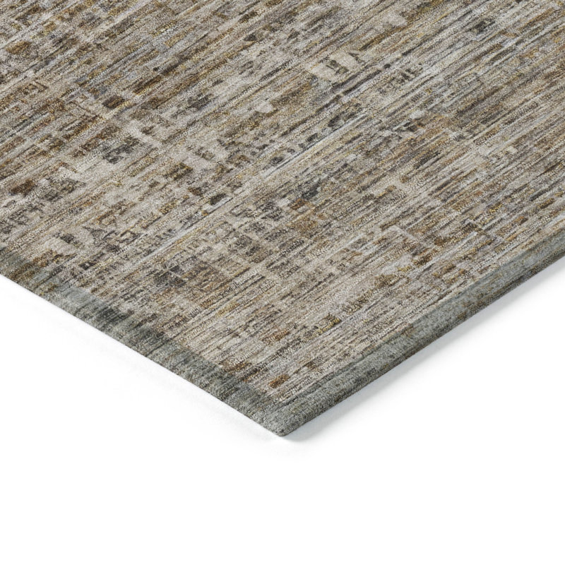 Tapis intérieur / extérieur brun lavable à la machine Xhevrie, Rectangulaire 8 pi x 10 pi
