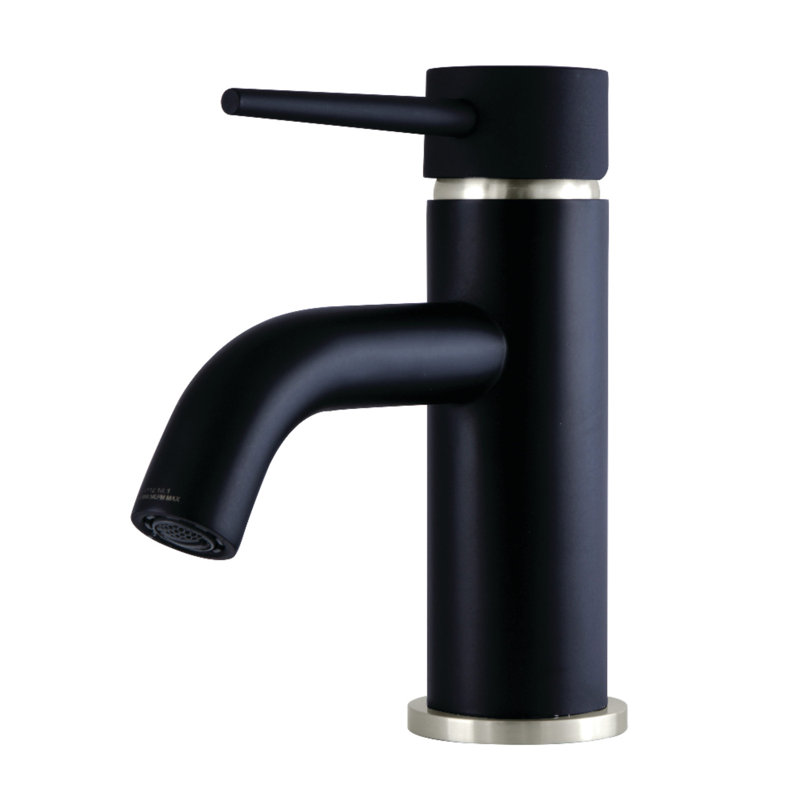 Kingston Brass New York Single-Handle 1-Hole Deck Mount Bathroom Faucet with Push Pop-Up, Matte Black/Brushed Nickel