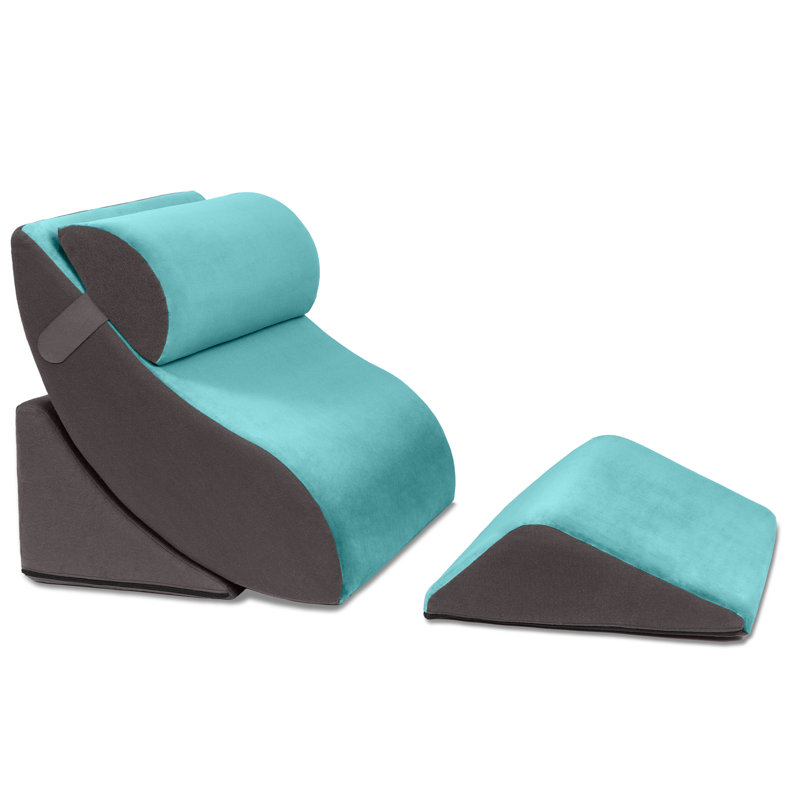 Blue and Gray Memory Foam Orthopedic Wedge Pillow Set
