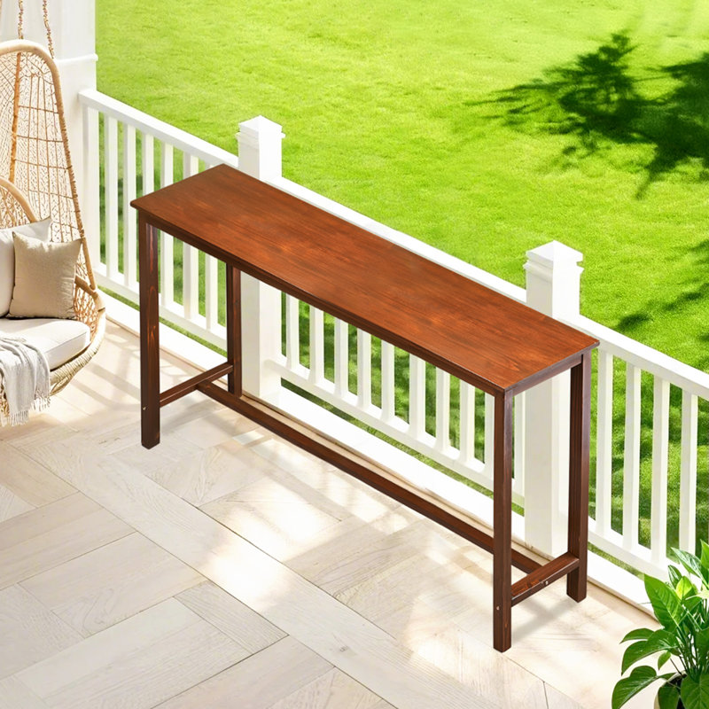 Patio Fir Wood Brown Bar Table, Brown