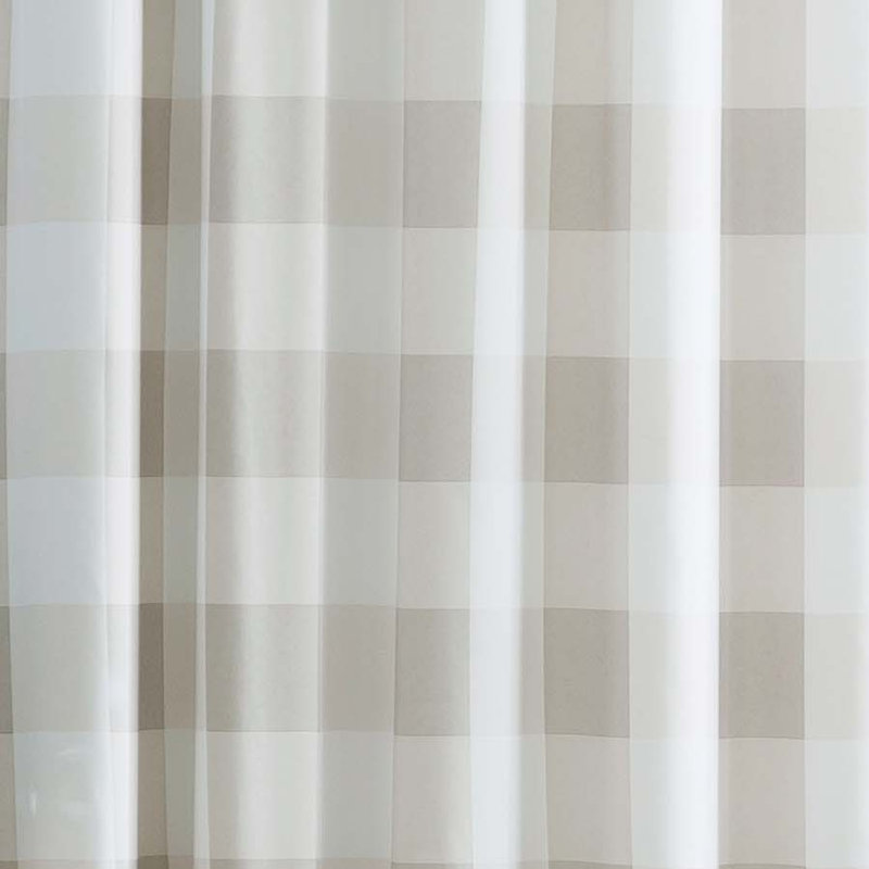 Buffalo Plaid Semi Sheer Curtain Pair, Khaki