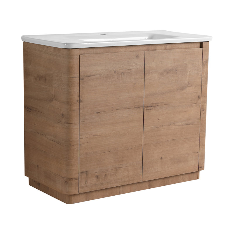 40'' Freestanding Bathroom Vanity With White Ceramic Sink & 2-Soft-Close Door, KD-Packing, Plywood