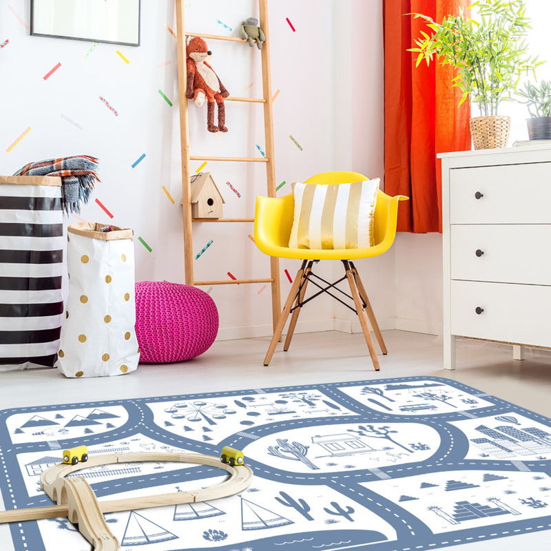 Vinyl Machine Printed Area Rug, Rectangle 3'3.4" x 4'11.1"