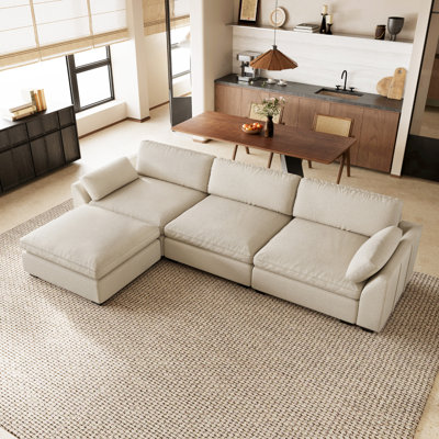 Canapé 3 places imperméable en chenille avec pouf amovible