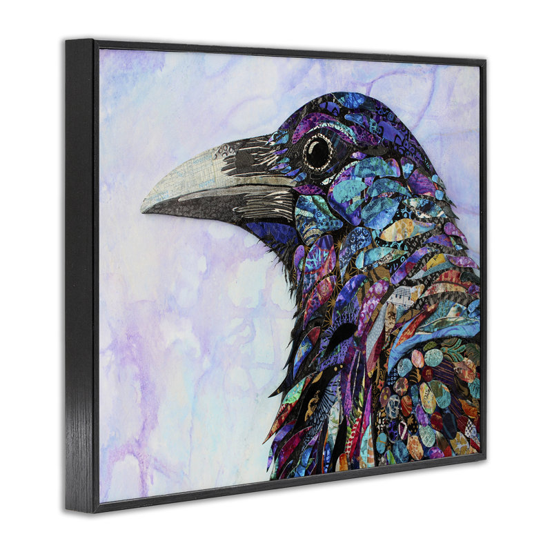 «Stay Curious Crow», estampe numérique, conception par Lisa Morales, H 11 po x l 14 po, Giclée encadrée noir minuit