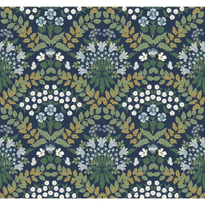 Rouleau de papier peint lisse L 27 pi x l 27 po Bramble, Bleu marine / vert