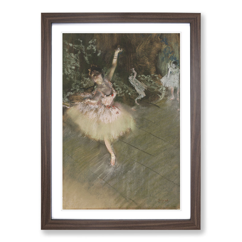 A Star Ballet Ballerina Dancer by Edgar Degas - Framed Print, Walnut, 48cm H x 36cm W x 2cm D