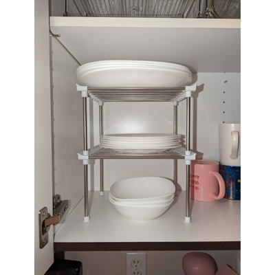 Cabinet Organizer Shelf,2 Stackable Kitchen Counter Shelves,Pantry Storage Shelf Organizer