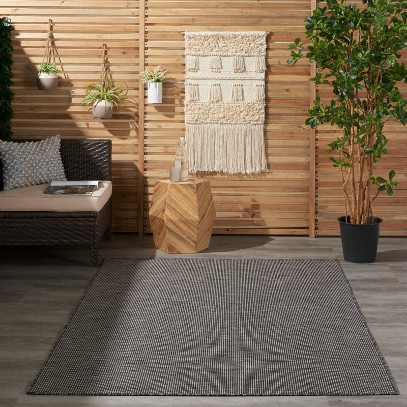 Lillehammer Solid Indoor/Outdoor Area Rug, Rectangle 4' x 6', Charcoal