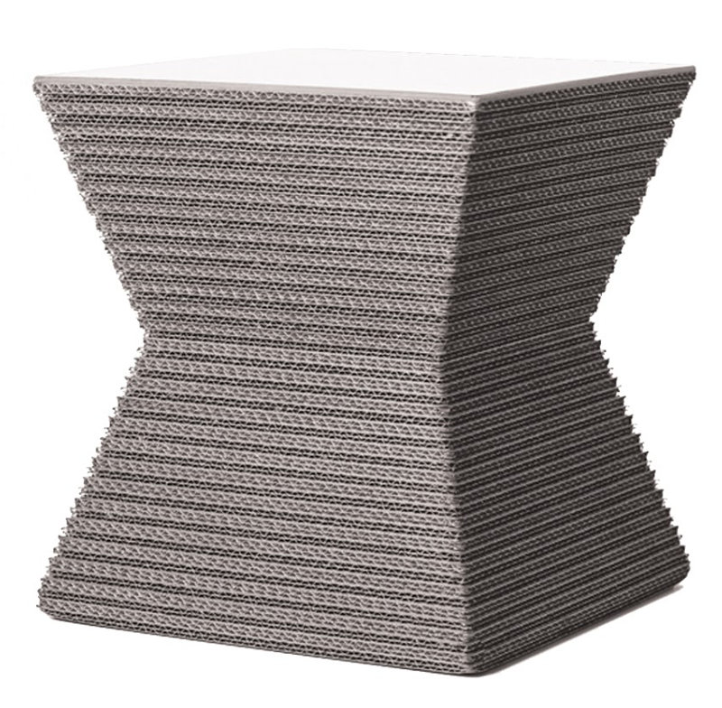 Tabouret décoratif Hetzel, Gris / panneau de fibres à densité moyenne blanc