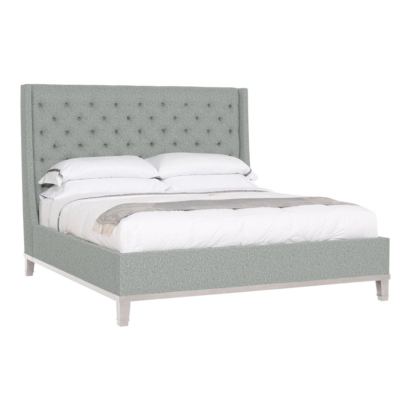 Michael Weiss Upholstered Wingback Bed, Dove Gray, Navada Mushroom