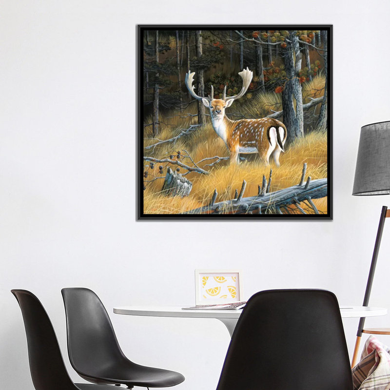 «Beautiful Deer», impression sur toile, H 18 po x l 18 po x P 1,5 po, Toile avec cadre noir, Pas de tapis