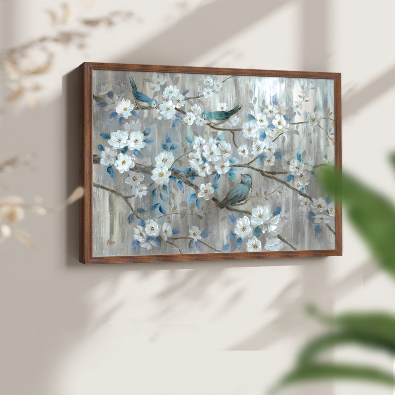 Bleu sarcelle - Reproduction encadrée - Restickable, H 22 po x l 28 po, Noyer