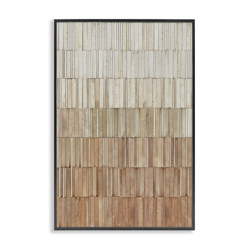 Tiled Earthy Wall Pattern Framed Giclee, design by Flora Kouta, 18" H x 12" W, Midnight Black Framed Giclee