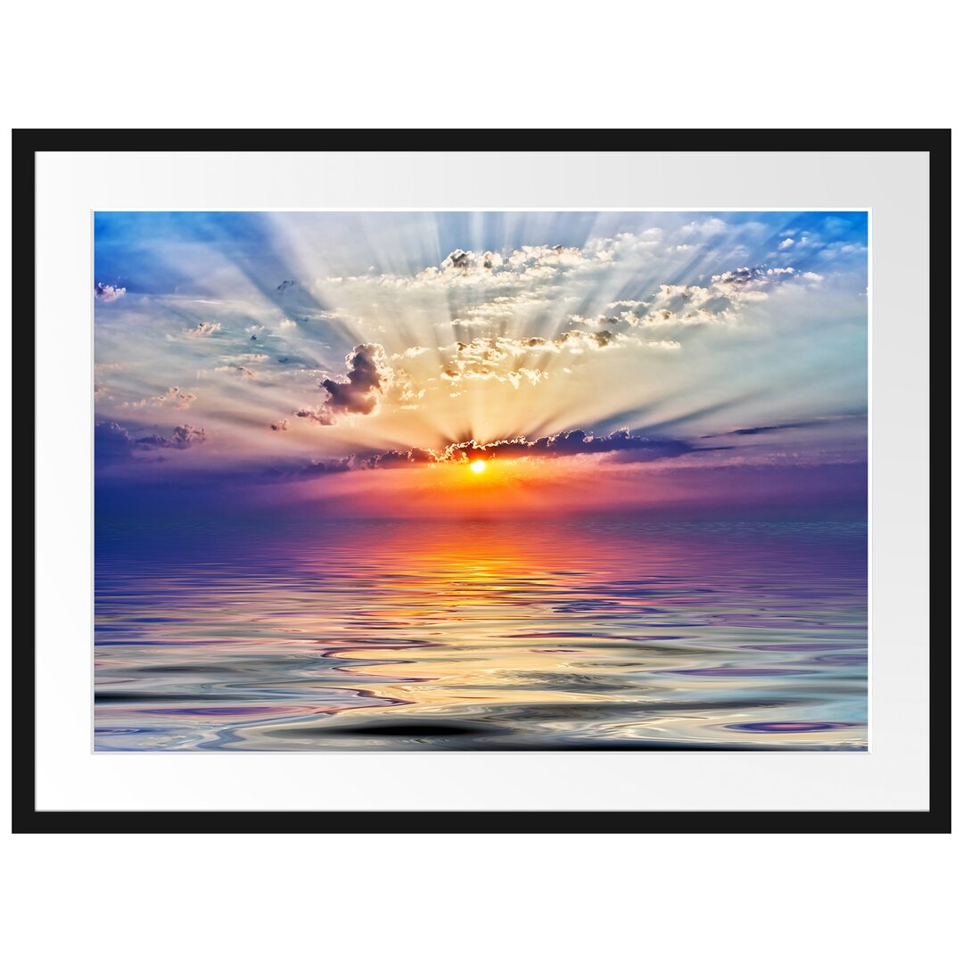 Gerahmtes Poster Sonnenaufgang im Meer