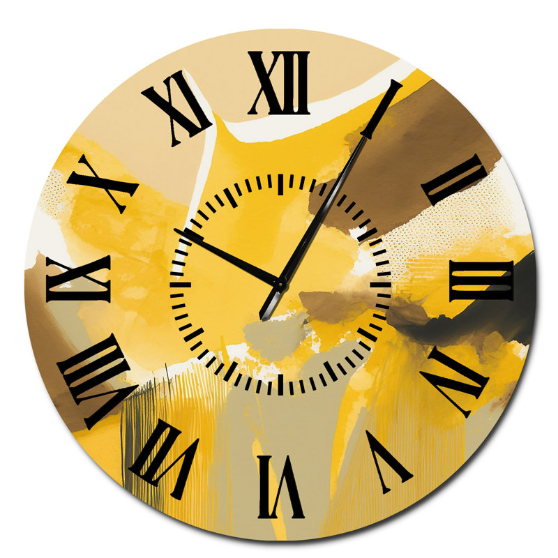 Horloge murale moutarde jaune rétro I, Surdimensionné
