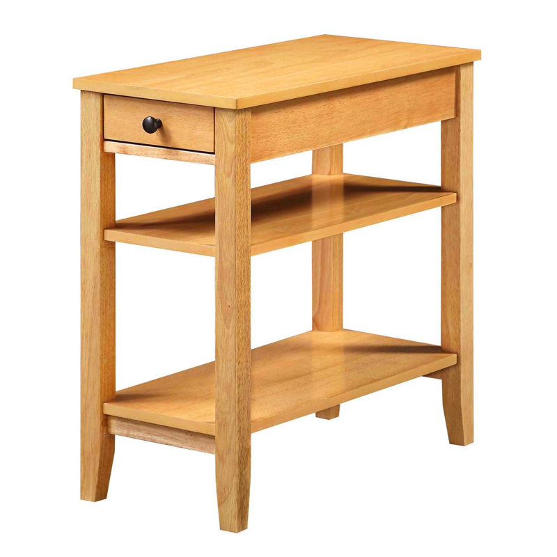 Carbin End Table with Drawer and Shelves, Natural