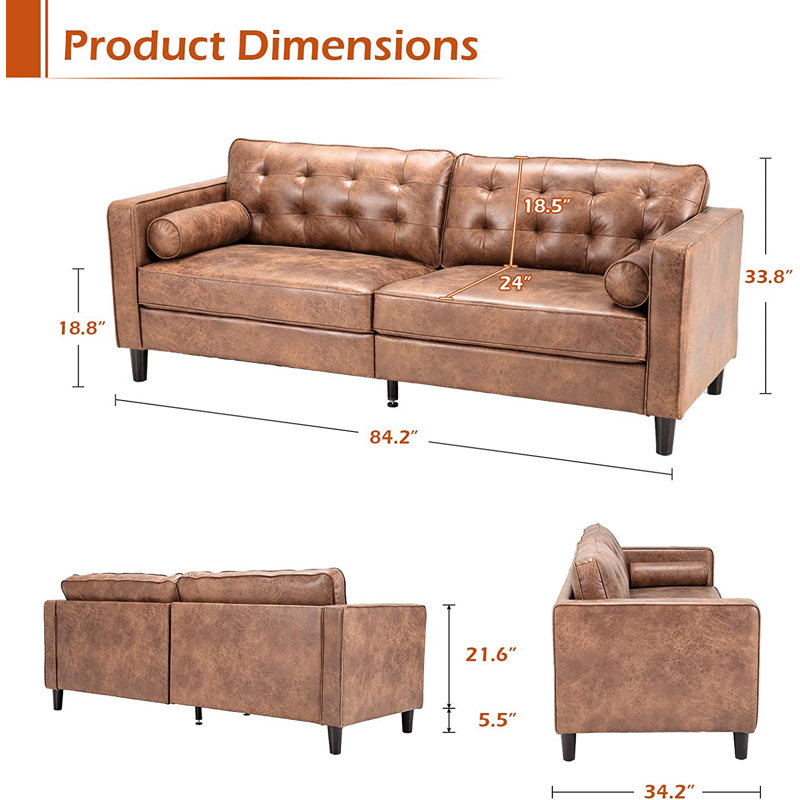 Mancel Upholstered 84.2'' Sofa, Brown