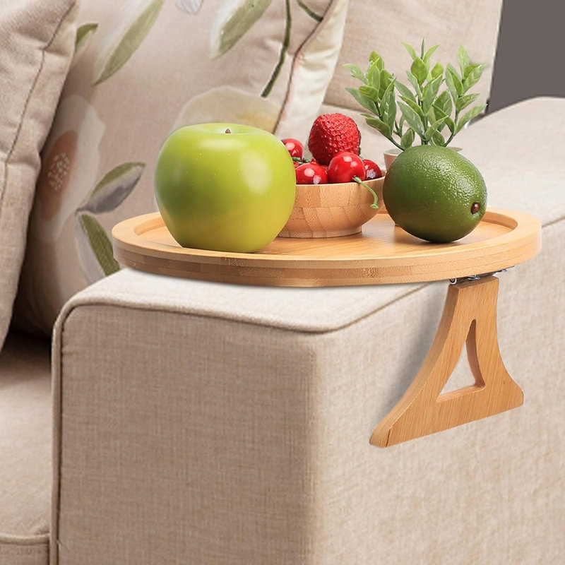 Bamboo Couch Arm Tray, Couch Arm Table For TV Remote Control/Cel...