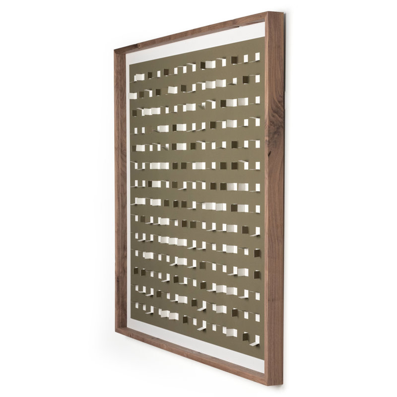 See Through Olive Minimalistic by Four Hands Art Studio, 48" H x 48" W x 2.5" D, Rustic Walnut Framed