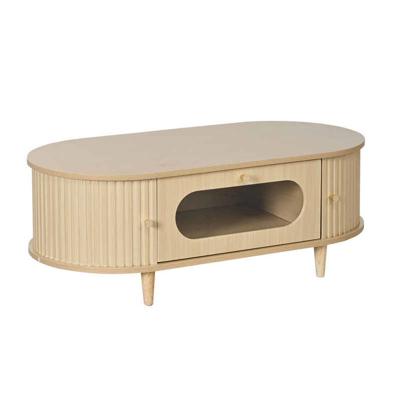 Table basse 39,3 pouces avec tiroir et porte de tambour, Natural
