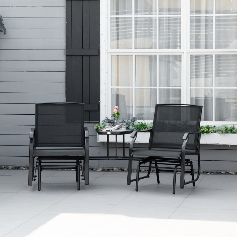 Fauteuil oscillant double avec table à thé, conception ergonomique, respirant et à séchage rapide