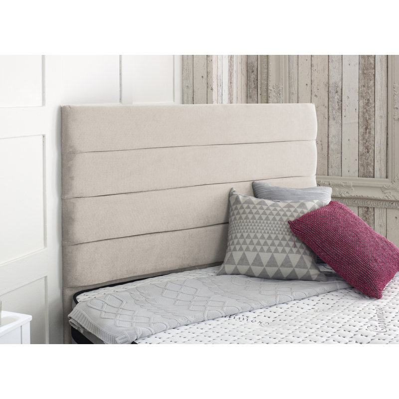 Salmon Upholstered Velvet Panel Headboard, Small Single (2'6), Mink