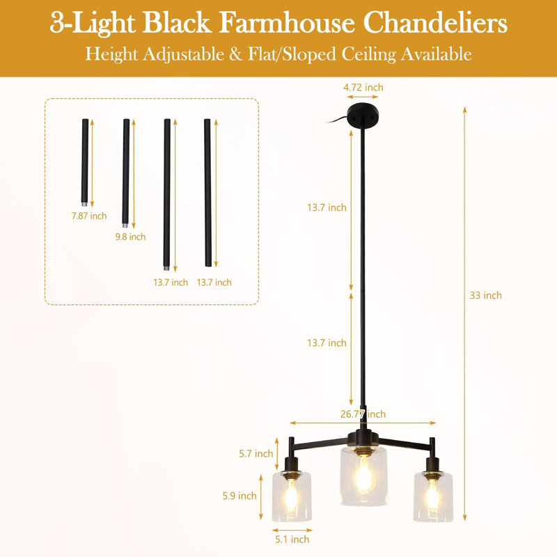 Lustre conique à 3 lumières Ormes