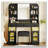 43.2" Vanity Desk with LED Mirror and Lights Storage Shelves and Stool for Bedroom-1866635233
