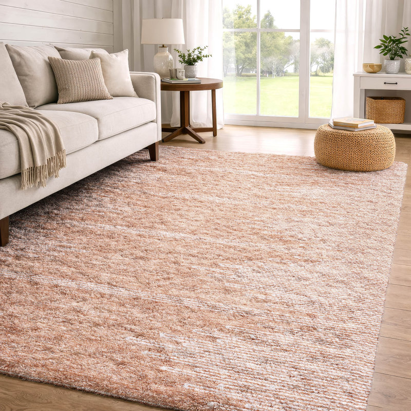 Tapis à poil long de qualité supérieure lavable à la machine ADS647, Salmon, 3' x 5'