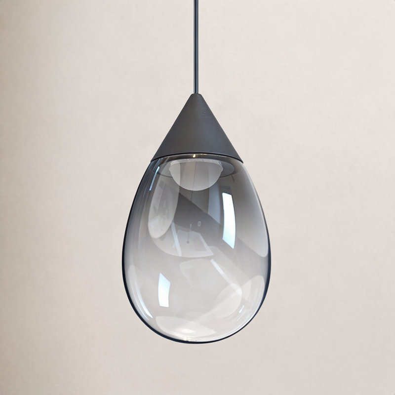 Alheidis 1 - Light LED Teardrop Pendant, Matte Black, Smoke