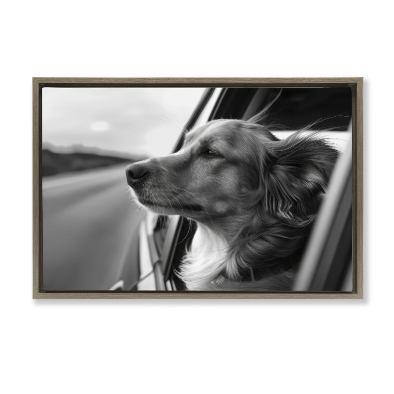 «Dog Out Car Window», art mural sur toile flottante, design par LSR Creative Studio, H 21 po x l 31 po