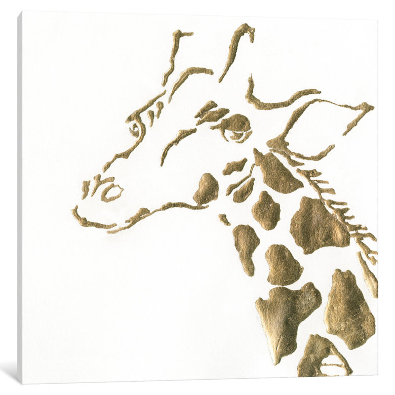 «Gilded Giraffe», impression sur toile, H 12 po x l 12 po x P 0,75 po, Pas de tapis, Toile tendue
