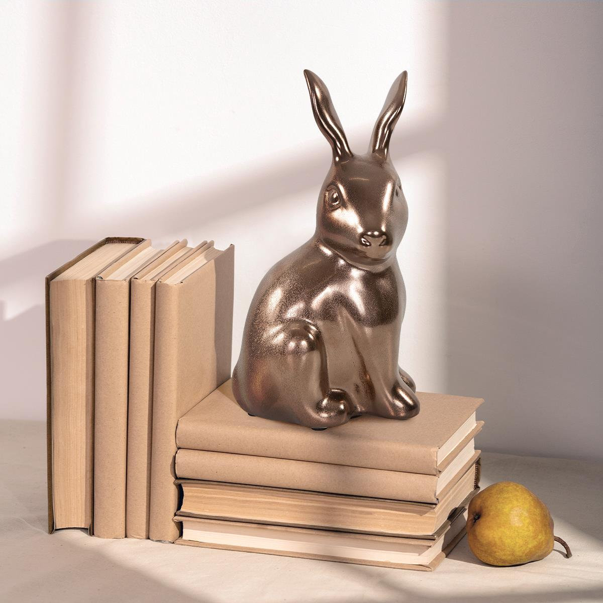 Winston Porter Tashenna Antique Brass Ceramic Rabbit Sculpture | Wayfair