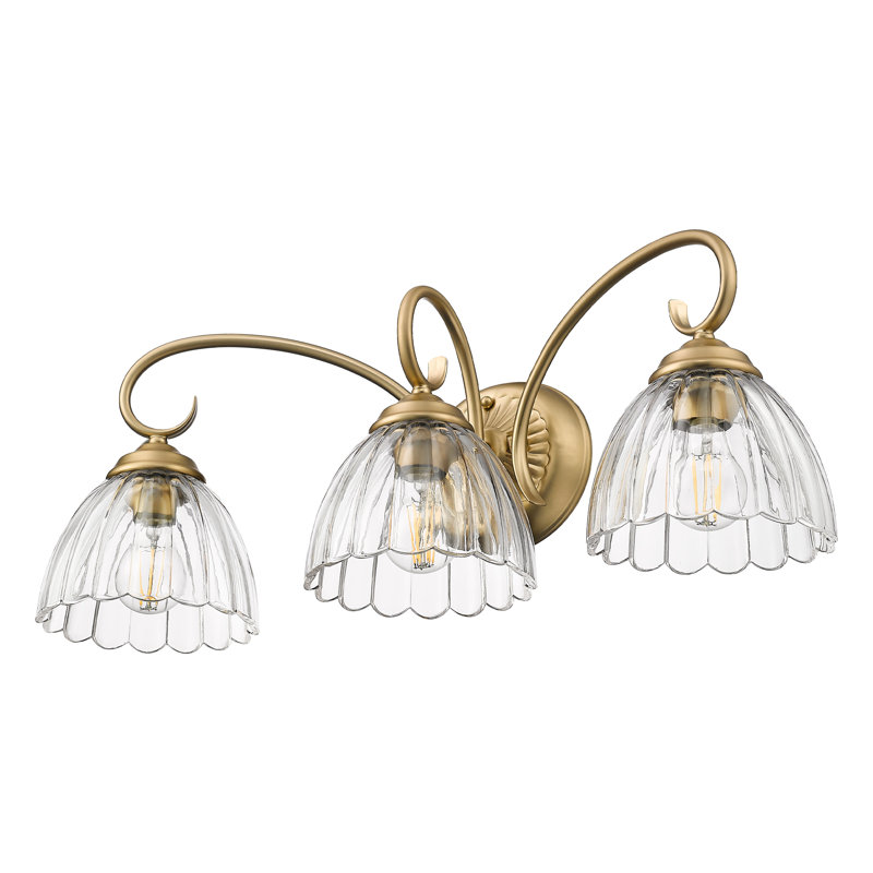 Marcinda 3-Light Vanity Light with Clear Glass, Brushed Champagne Bronze