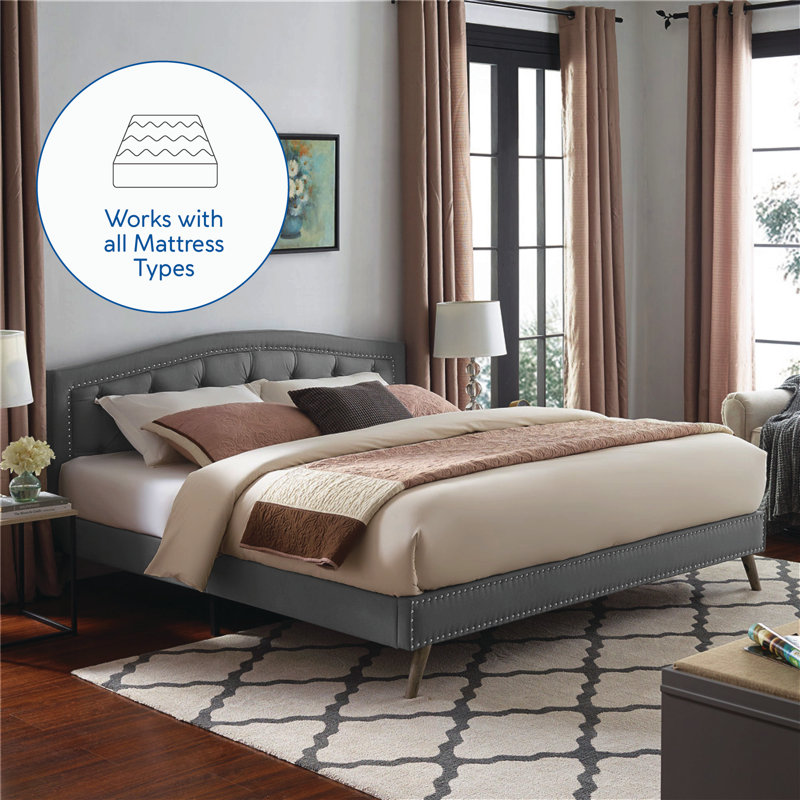 Applewhite Upholstered Metal Platform Bed, Peyton Slate, Queen